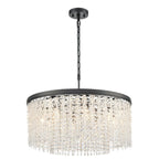 Coral 8 Light Crystal Ceiling Pendant Light In Matt Black Finish FL2502-8