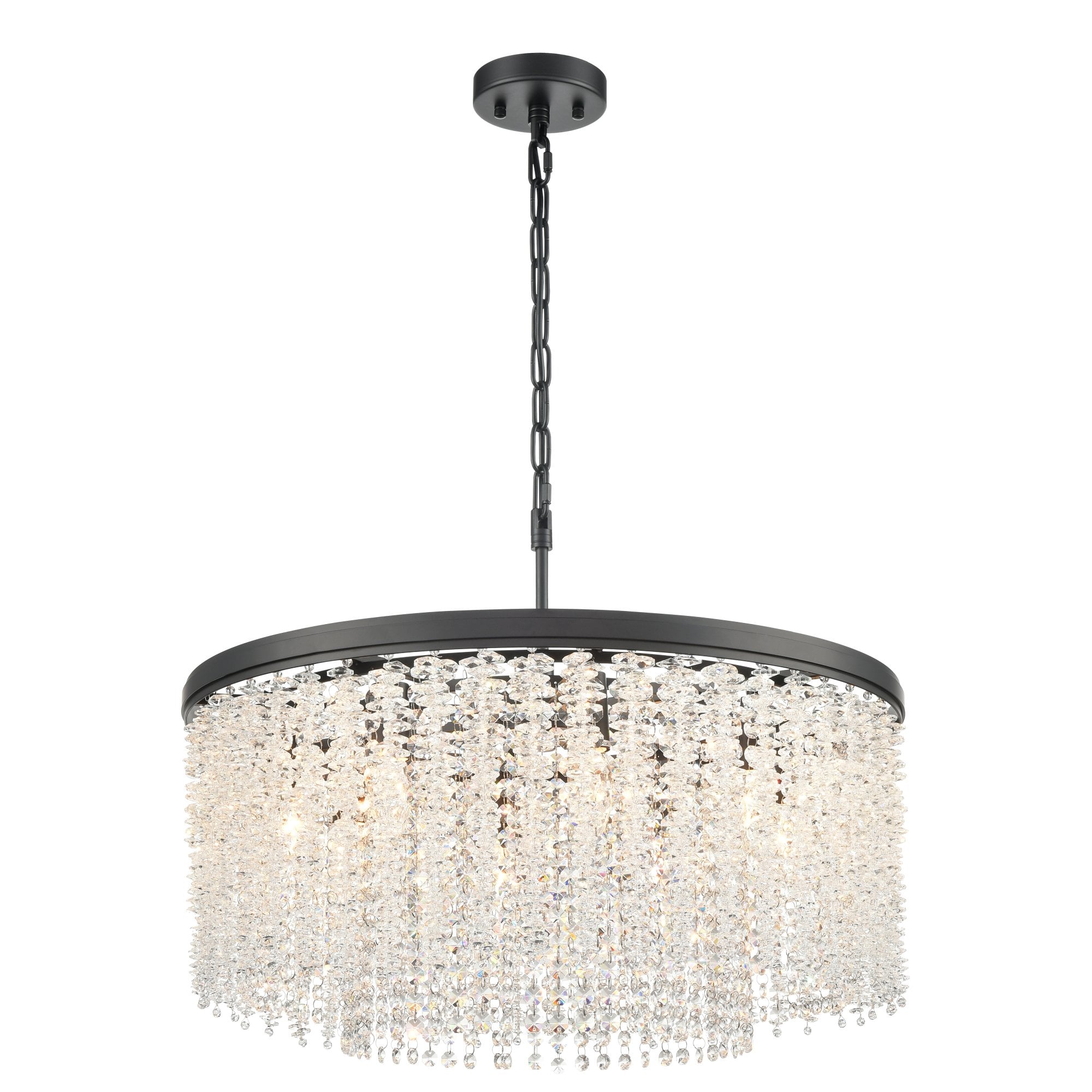 Coral 8 Light Crystal Ceiling Pendant Light In Matt Black Finish FL2502-8