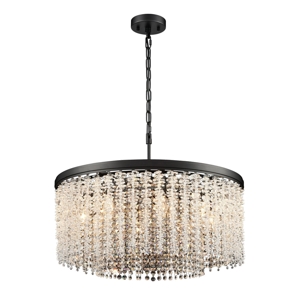 Coral 8 Light Crystal Ceiling Pendant Light In Matt Black Finish FL2502-8