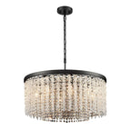 Coral 8 Light Crystal Ceiling Pendant Light In Matt Black Finish FL2502-8