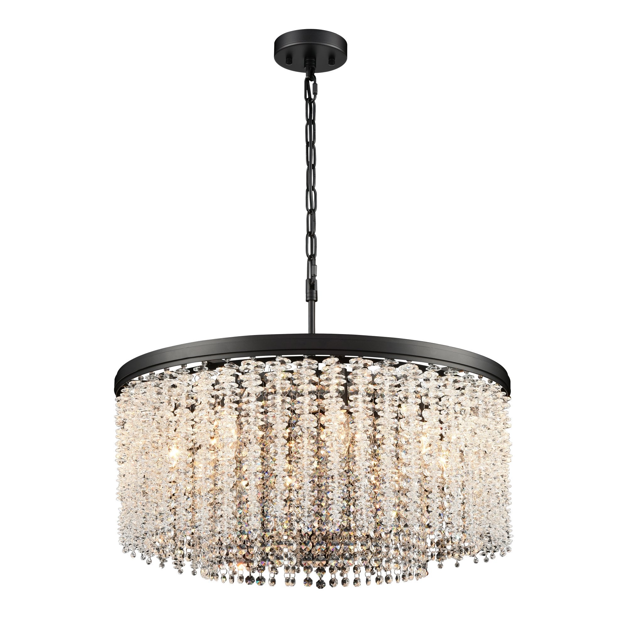 Coral 8 Light Crystal Ceiling Pendant Light In Matt Black Finish FL2502-8