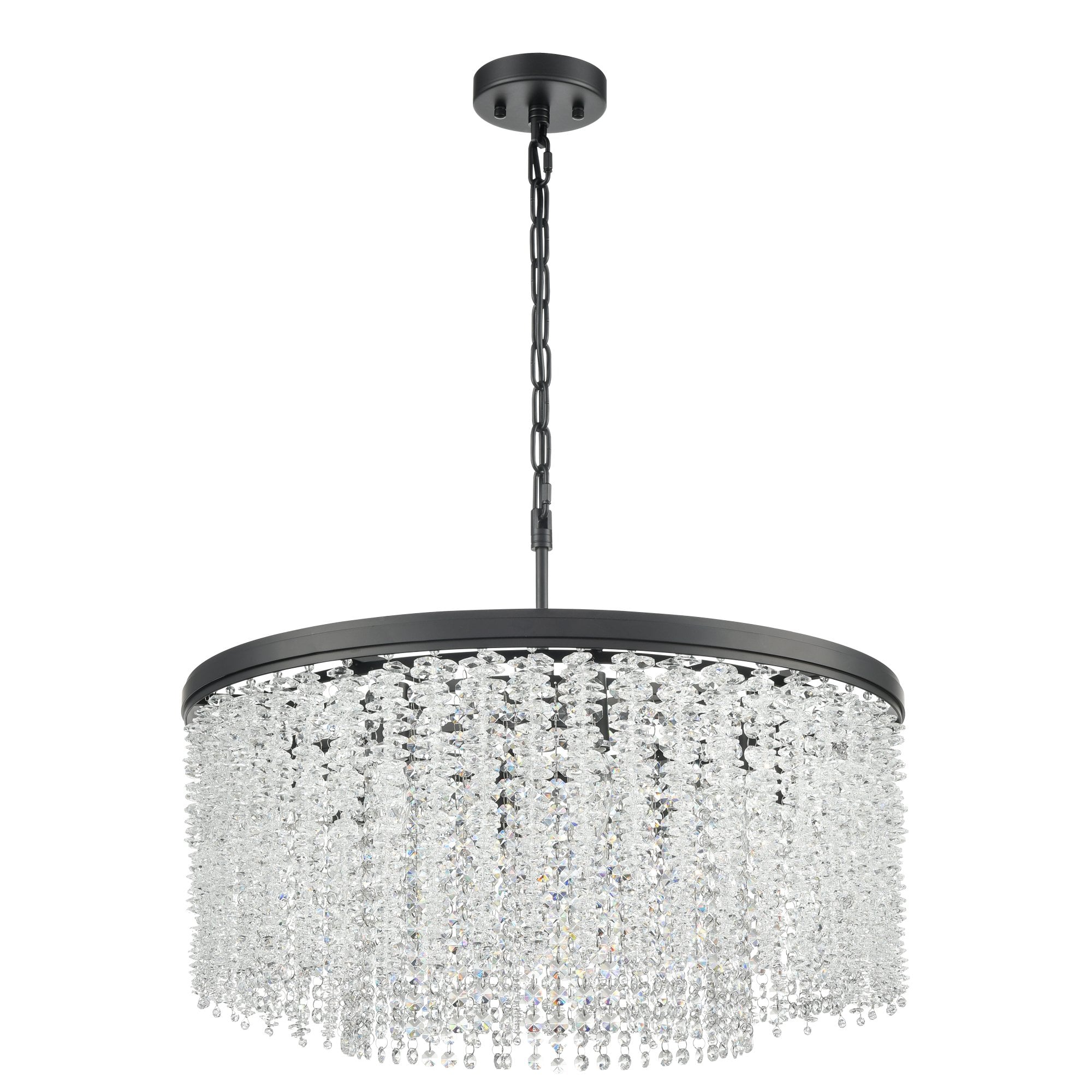 Coral 8 Light Crystal Ceiling Pendant Light In Matt Black Finish FL2502-8