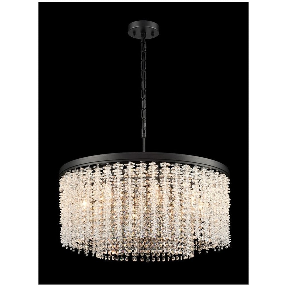 Coral 8 Light Crystal Ceiling Pendant Light In Matt Black Finish FL2502-8