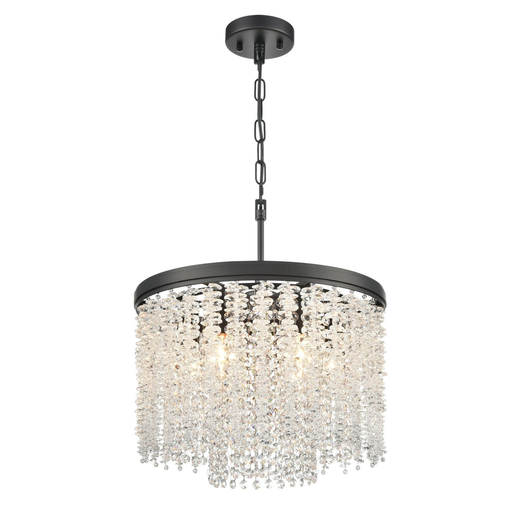 Coral 6 Light Crystal Ceiling Pendant Light In Matt Black Finish FL2502-6
