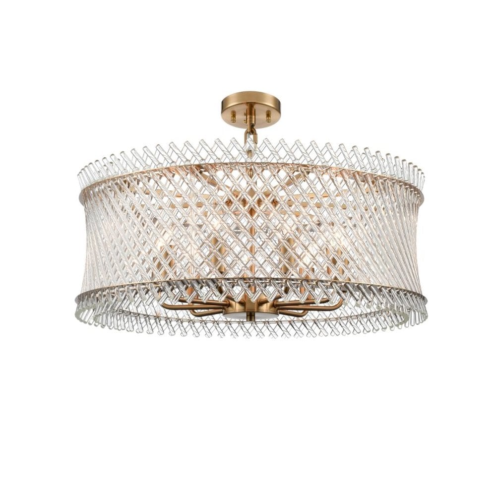 Ethereal 9 Light Ceiling Pendant With Angled Glass Rods In Aged Brass Finish FL2511-9