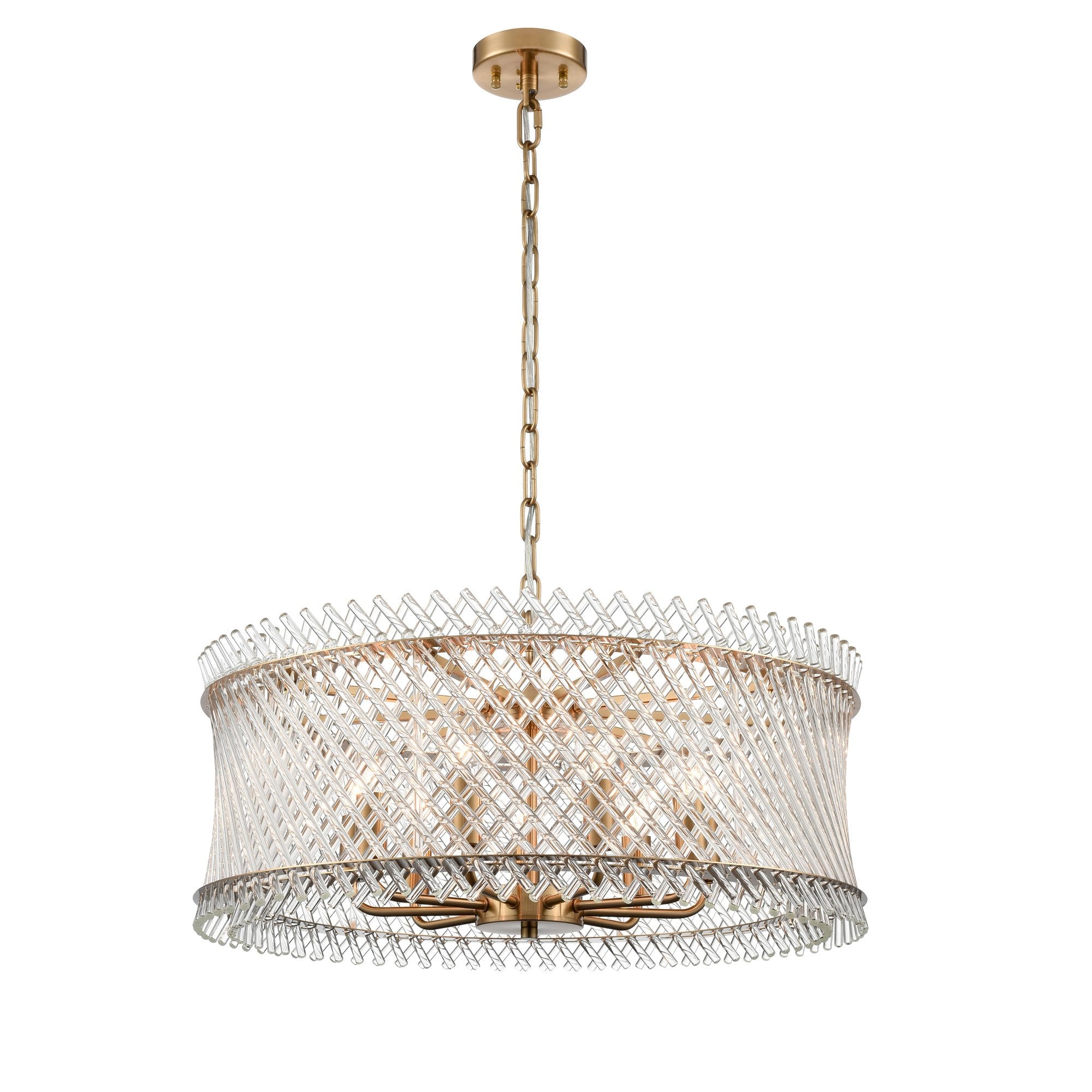 Ethereal 9 Light Ceiling Pendant With Angled Glass Rods In Aged Brass Finish FL2511-9