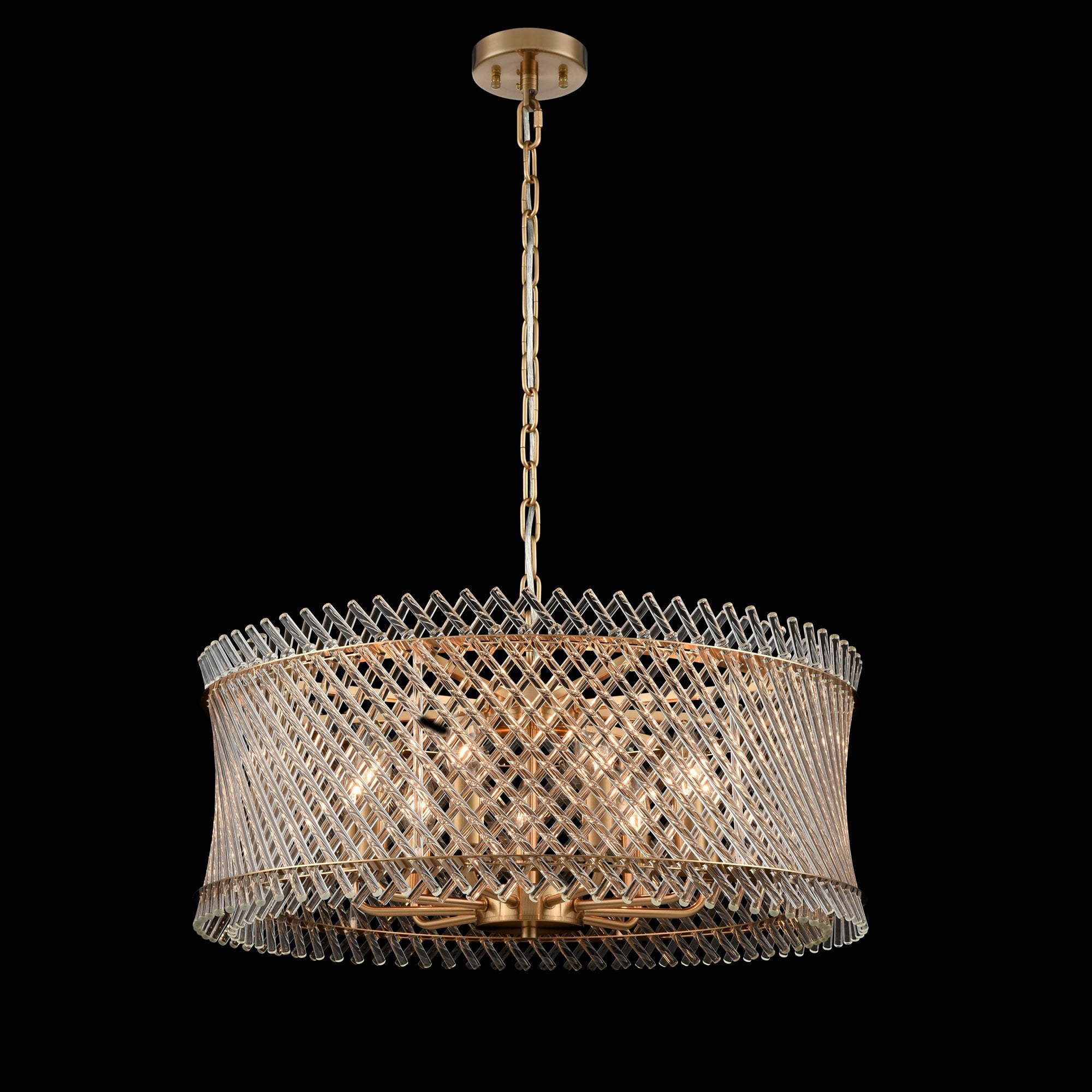 Ethereal 9 Light Ceiling Pendant With Angled Glass Rods In Aged Brass Finish FL2511-9