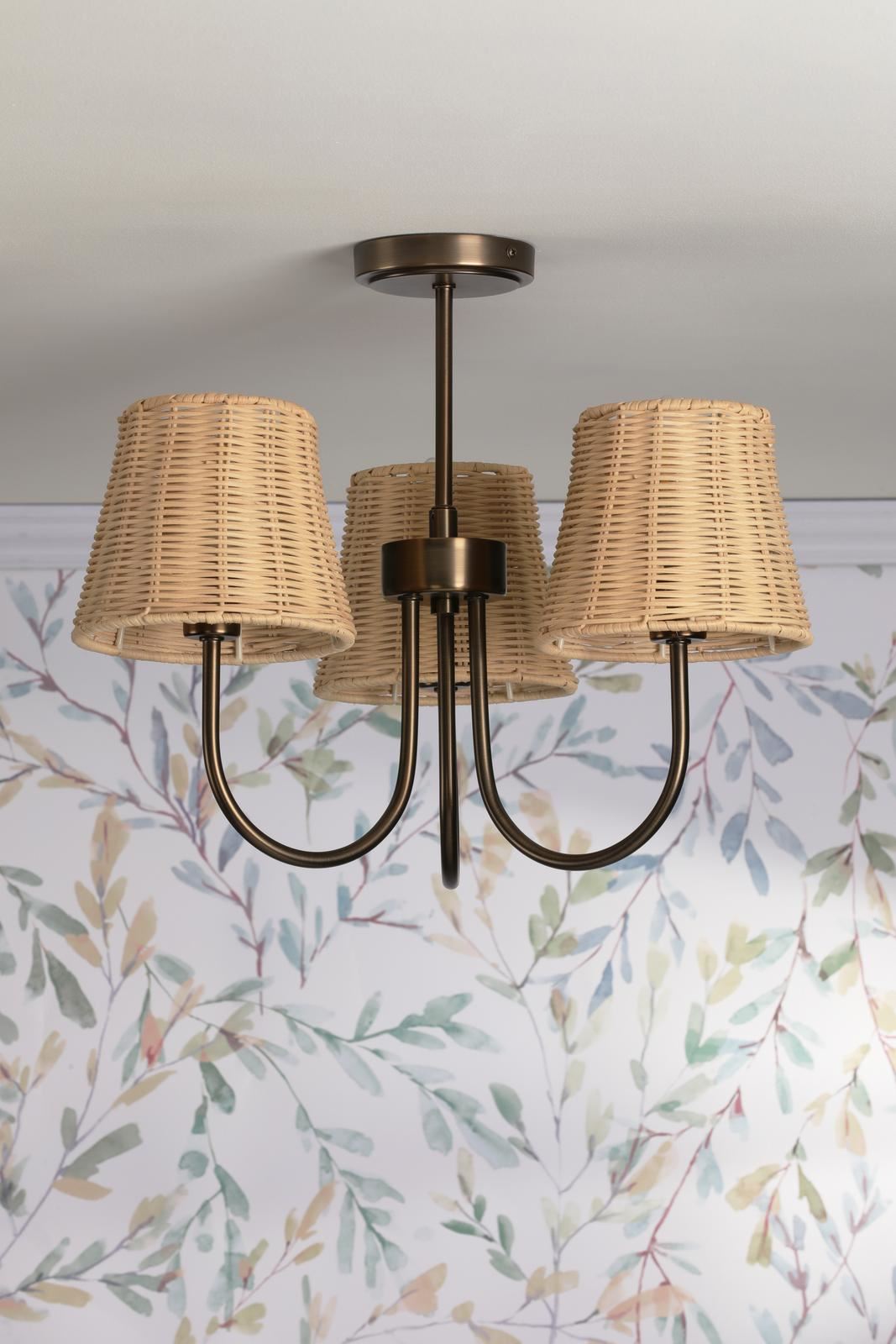 Laura Ashley Hasfield 3 Light Semi-Flush Satin Bronze With Shade LA3756746-Q