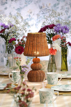 Laura Ashley Hasfield Rechargeable Table Lamp Natural Rattan With Shade LED LA3756748-Q