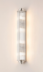 Pillar 4 Light Bathroom Wall Light In Polished Nickel And Clear Glass Rods IP44 G9