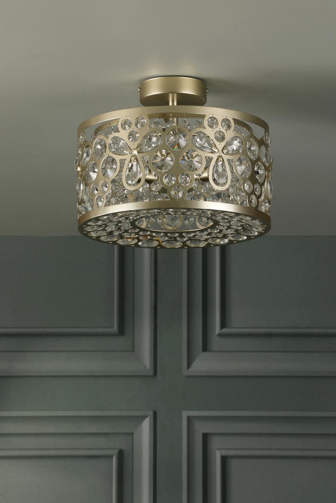 Laura Ashley Tilbrook 3 Light Flush Matt Champagne and Crystal LA3756710-Q
