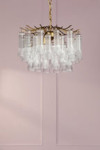 Laura Ashley Penlee 4 Light Pendant Matt Antique Brass and Ribbed Glass LA3756709-Q