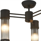 Pillar 3 Light Bathroom Semi Flush Ceiling Light In Satin Black And Clear Glass Rods IP44 E14