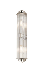 Pillar 2 Light Bathroom Wall Light In Polished Nickel And Clear Glass Rods IP44 E14