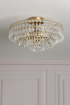 Enid 5 Light Semi-Flush Faceted Crystal and Matt Antique Brass Chandelier LA3756712-Q