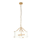 Keller 4 Light Ceiling Pendant Light In Brushed Aged Brass With Textured Glass 118583