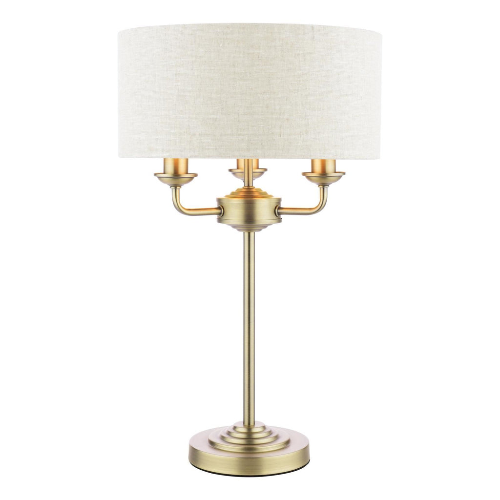 Laura Ashley Sorrento 3 Light Table Lamp Matt Antique Brass With Natural Shade LA3756754-Q
