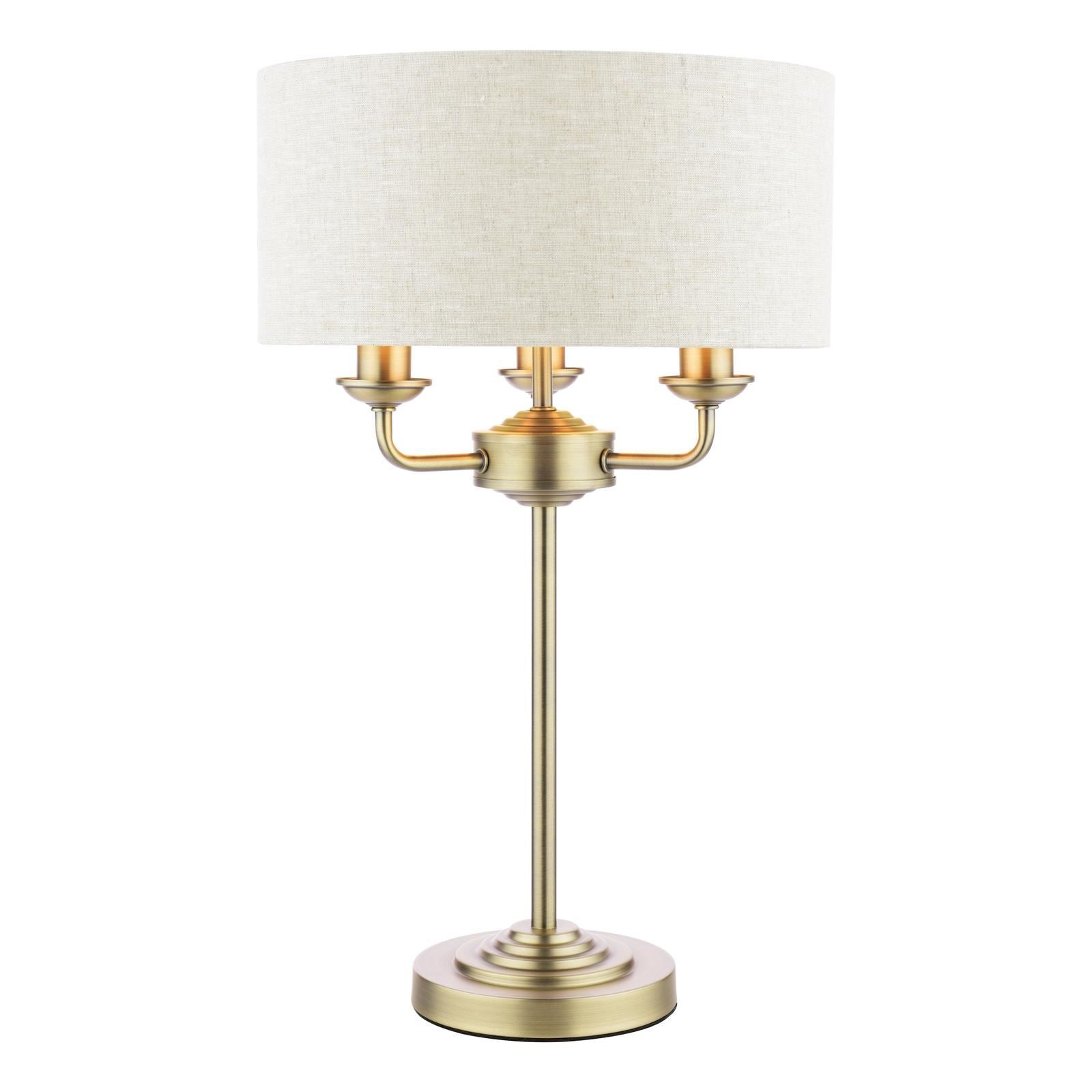 Laura Ashley Sorrento 3 Light Table Lamp Matt Antique Brass With Natural Shade LA3756754-Q
