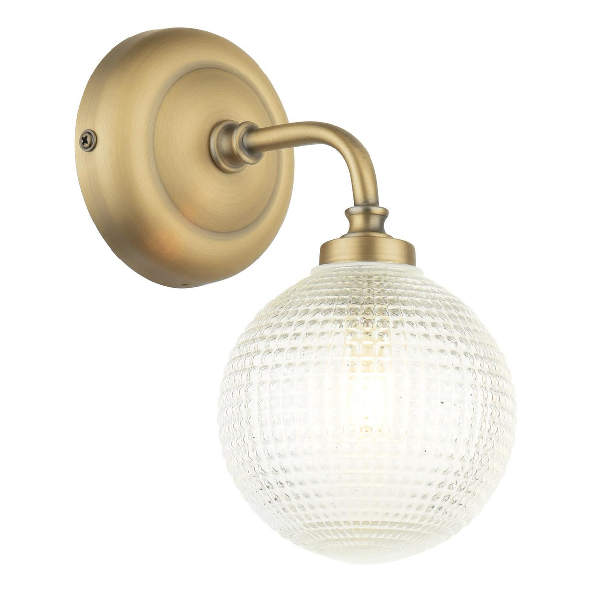 Laura Ashley Langdon Bathroom Wall Light Matt Antique Brass and Textured Glass IP44 LA3756716-Q