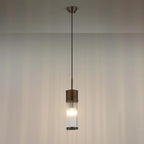 Pillar Bathroom Single Ceiling Pendant Light In Bronze And Clear Glass Rods IP44 E14