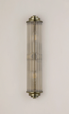 Pillar 2 Light Bathroom Wall Light In Antique Brass And Clear Glass Rods IP44 E14