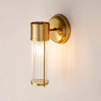 Pillar 1 Light Bathroom Wall Light In Gold And Clear Glass Rods IP44 E14