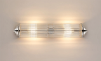 Pillar 2 Light Bathroom Wall Light In Polished Nickel And Clear Glass Rods IP44 E14