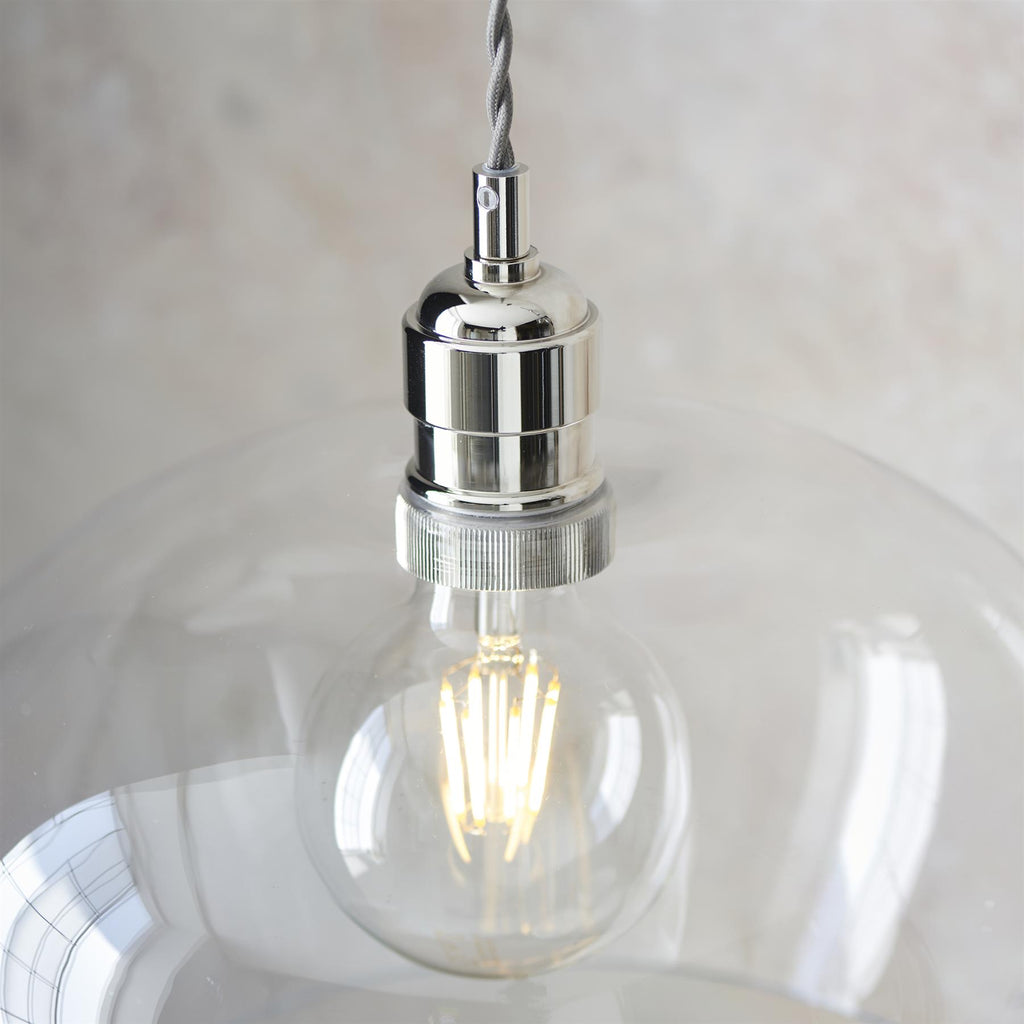 Camden Medium Shallow Ceiling Pendnat Light In Bright Nickel Finish 102677