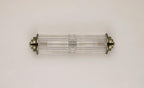 Pillar 2 Light Bathroom Wall Light In Antique Brass And Clear Glass Rods IP44 G9