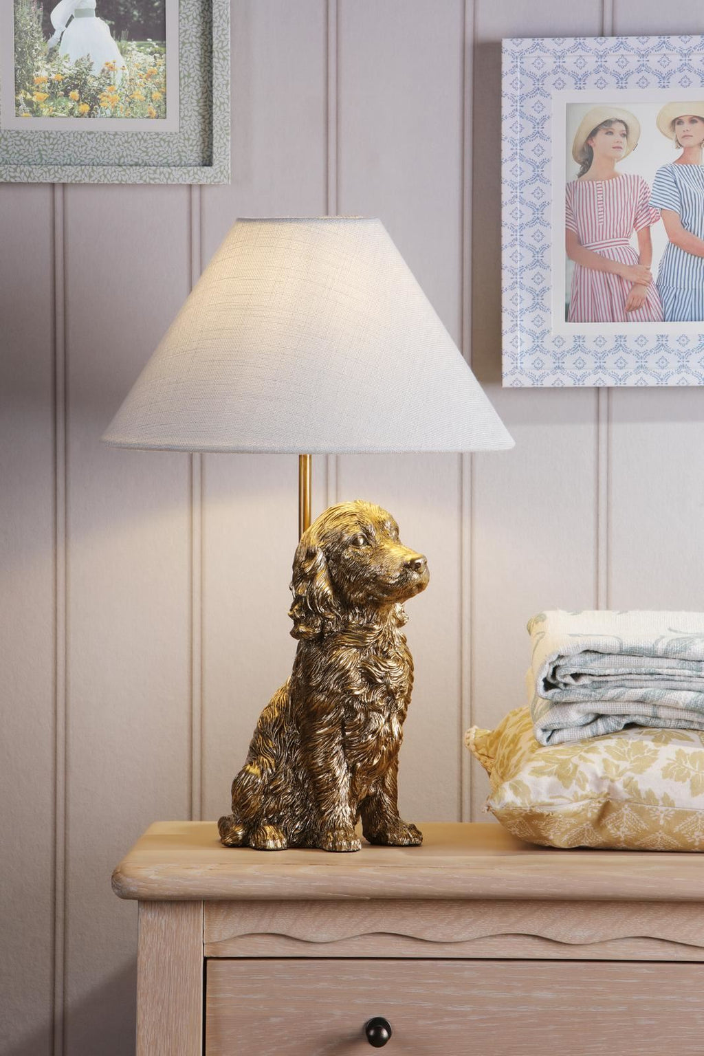 Laura Ashley Cocker Spaniel Table Lamp Antique Gold With Shade LA3756664-Q
