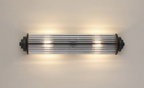 Pillar 2 Light Bathroom Wall Light In Satin Black And Clear Glass Rods IP44 E14