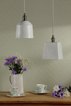 Laura Ashley Porcelain Pendant Cream and Antique Brass LA3756729-Q