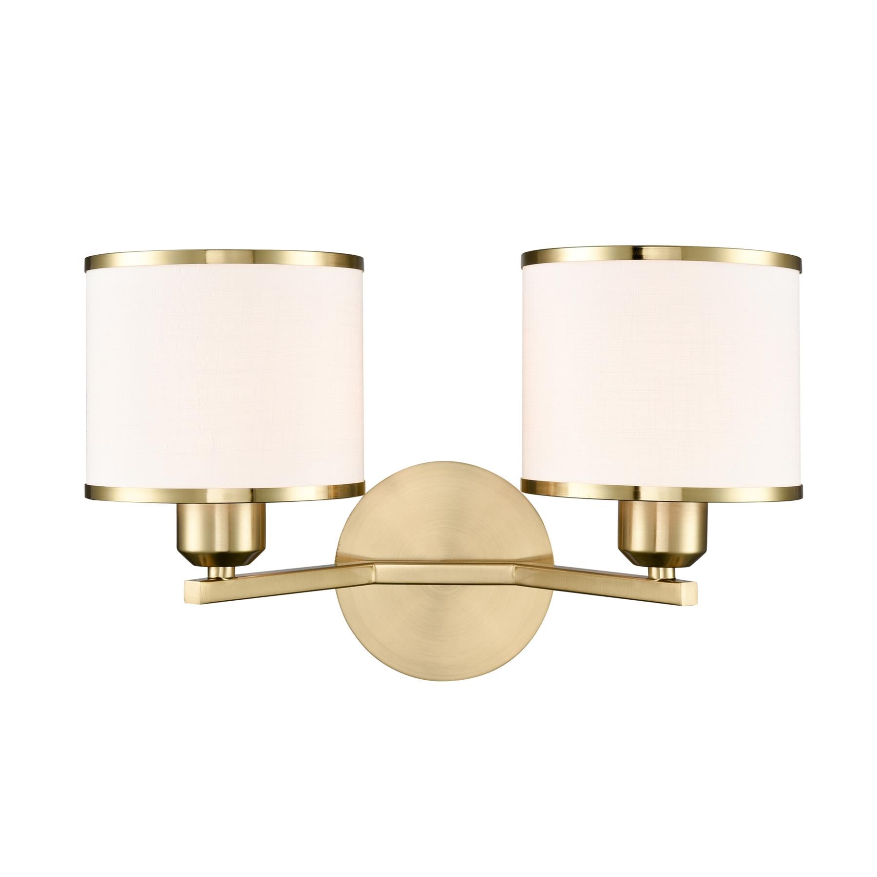 Franklite Sirius 2 Light Wall Light In Aged Brass With Off White Shade FL2496-2