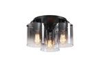 Sweden 3Lt Flush Ceiling Light In Matt Black With Smoked Glass 88911-3BK