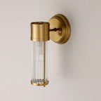 Pillar 1 Light Bathroom Wall Light In Gold And Clear Glass Rods IP44 E14