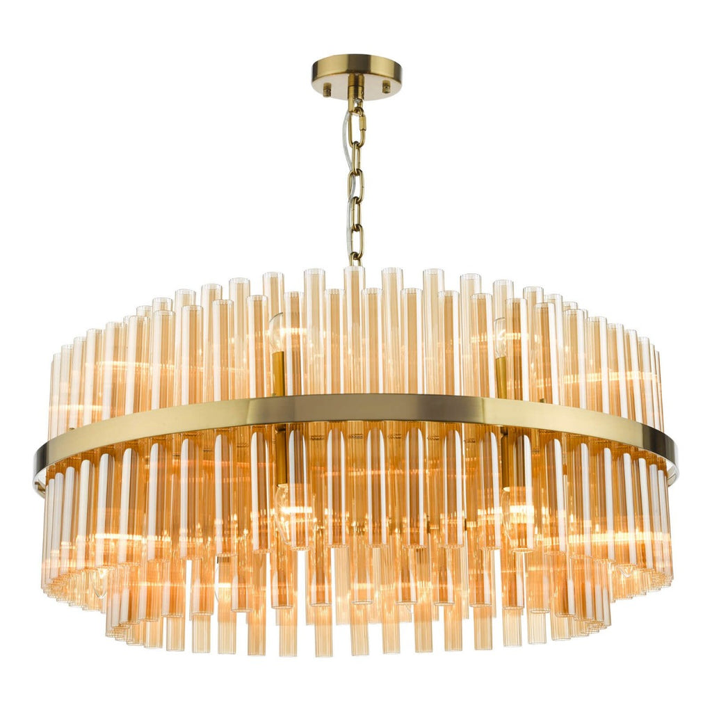 Dar Gold Imani 16 Light Pendant Natural Brass and Champagne Glass IMA1635