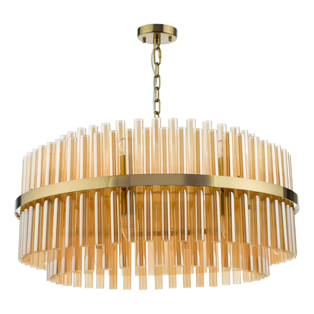 Dar Gold Imani 16 Light Pendant Natural Brass and Champagne Glass IMA1635