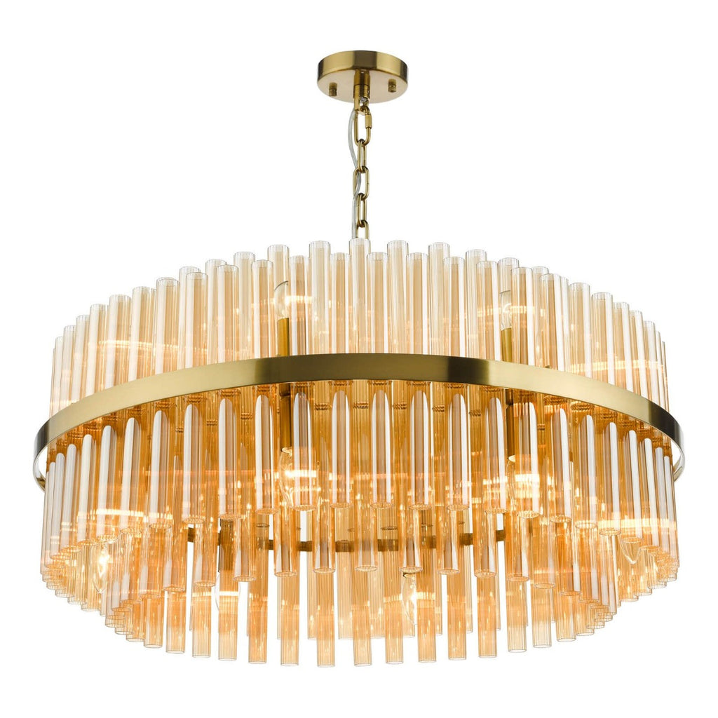 Dar Gold Imani 16 Light Pendant Natural Brass and Champagne Glass IMA1635