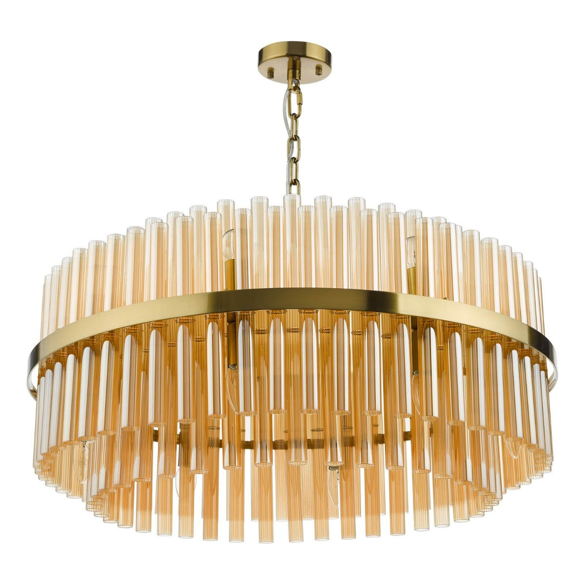 Dar Gold Imani 16 Light Pendant Natural Brass and Champagne Glass IMA1635