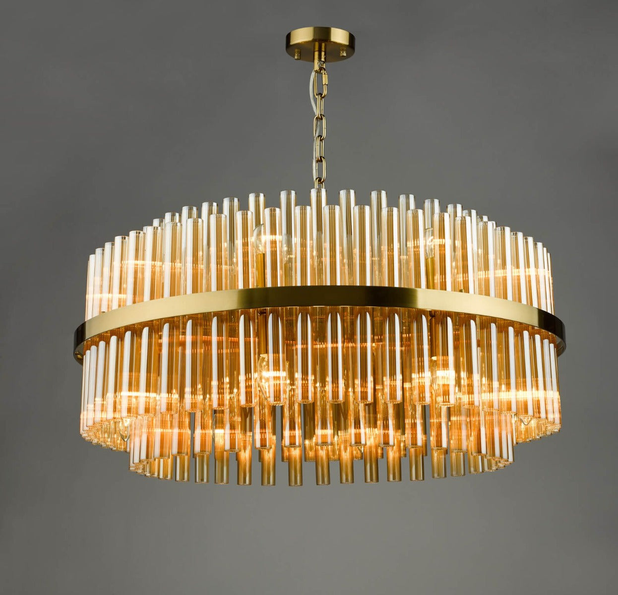 Dar Gold Imani 16 Light Pendant Natural Brass and Champagne Glass IMA1635