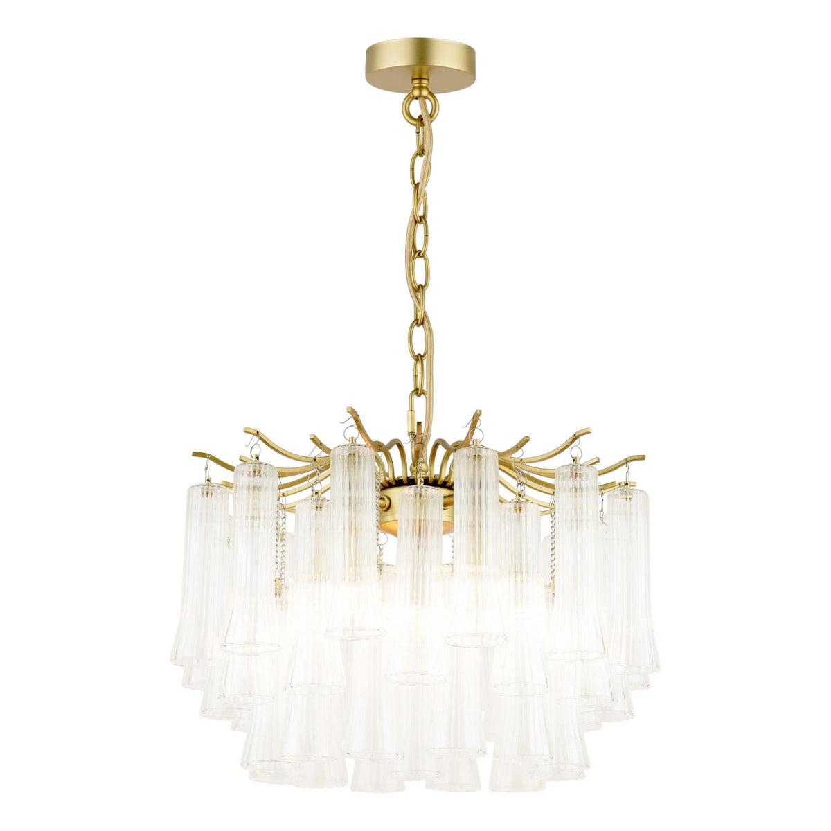 Laura Ashley Penlee 4 Light Pendant Matt Antique Brass and Ribbed Glass LA3756709-Q