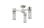 Pillar 3 Light Bathroom Semi Flush Ceiling Light In Polished Nickel And Clear Glass Rods IP44 E14