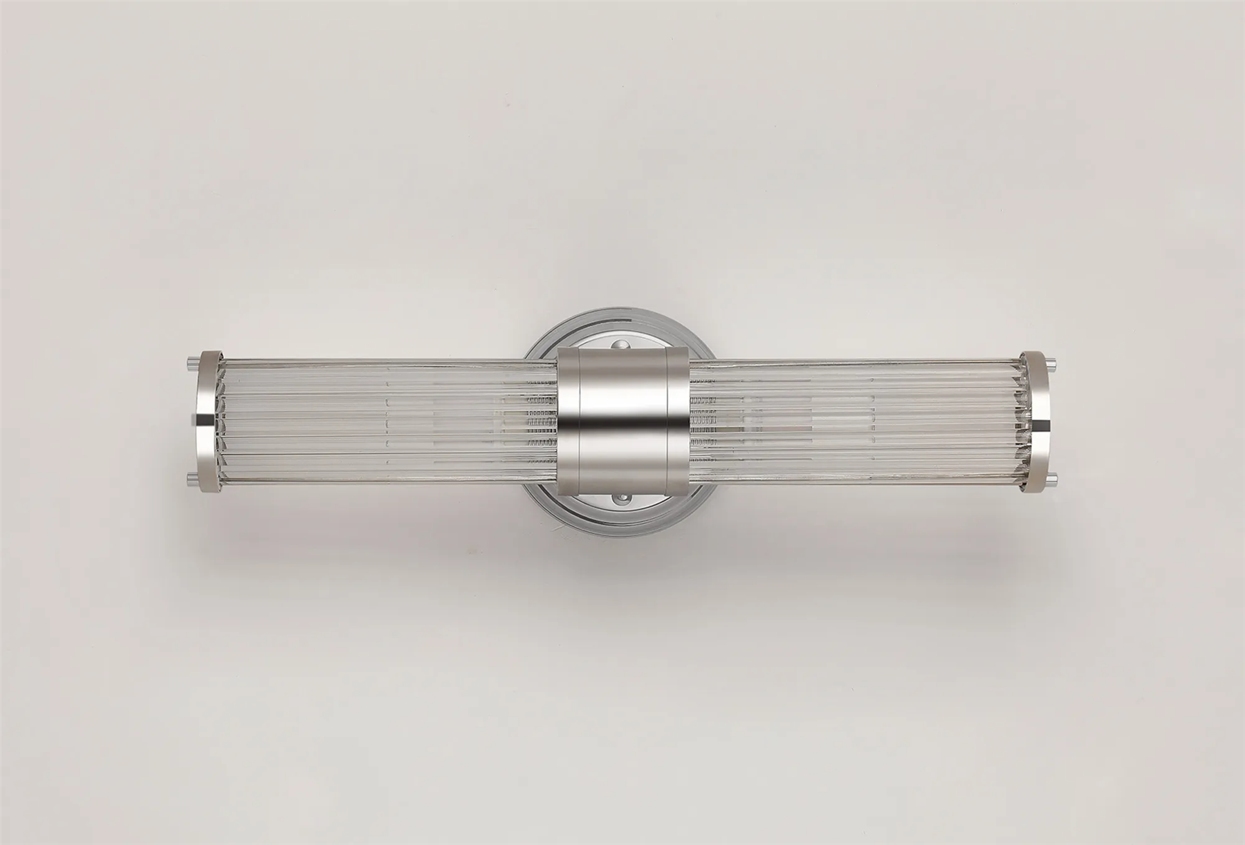 Pillar Up And Down 2 Light Bathroom Wall Light In Polished Nickel And Clear Glass Rods IP44 E14