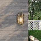 Bulkhead Oval Outdoor Light - Black Gold Metal & Clear Glass 61402BG