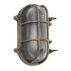 Bulkhead Oval Outdoor Light - Black Gold Metal & Clear Glass 61402BG