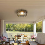 Bulkhead Round Outdoor Light -Black Gold Metal & Clear Glass 61401BG