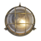 Bulkhead Round Outdoor Light -Black Gold Metal & Clear Glass 61401BG