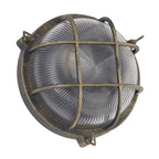 Bulkhead Round Outdoor Light -Black Gold Metal & Clear Glass 61401BG