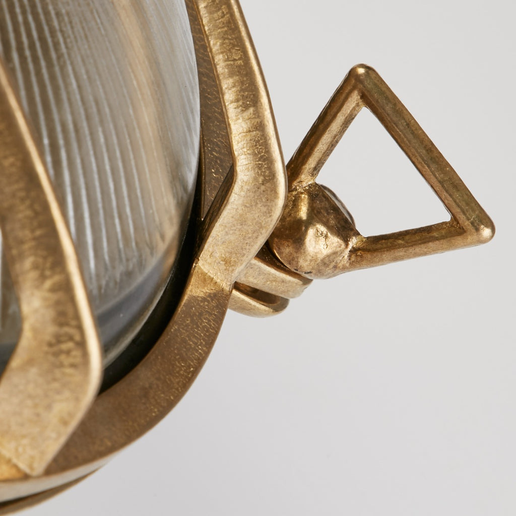Bulkhead Round OD Light - Solid Brass Metal & Ribbed Glass 30361PB