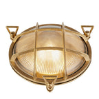 Bulkhead Round OD Light - Solid Brass Metal & Ribbed Glass 30361PB
